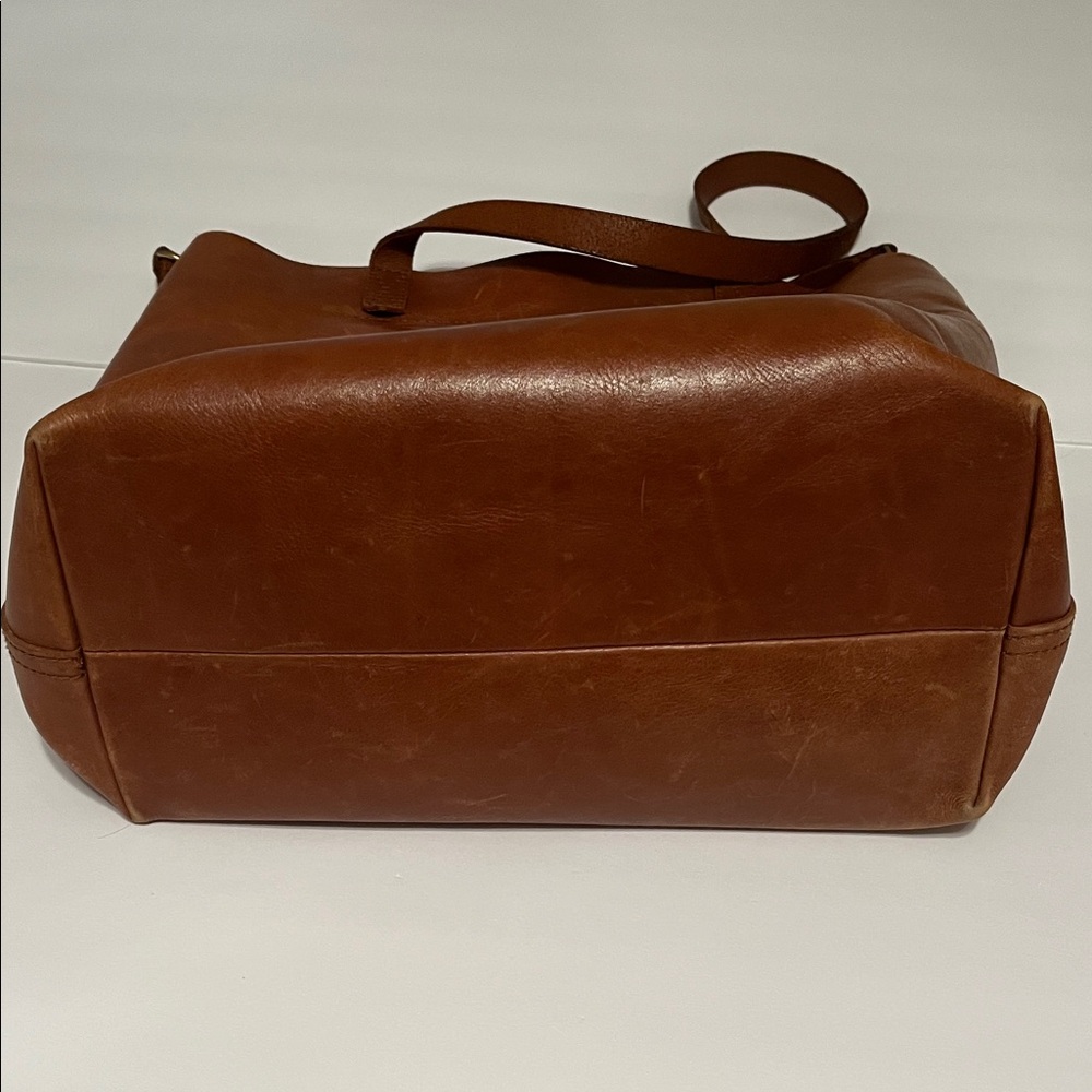 Madewell Medium Transport English Saddle Brown Leather Tote Bag Purse - Picture 8 of 13
